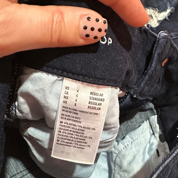 American Eagle Outfitters Women's Ripped Dark Blue Skinny Jeans size 4 - Picture 5 of 9